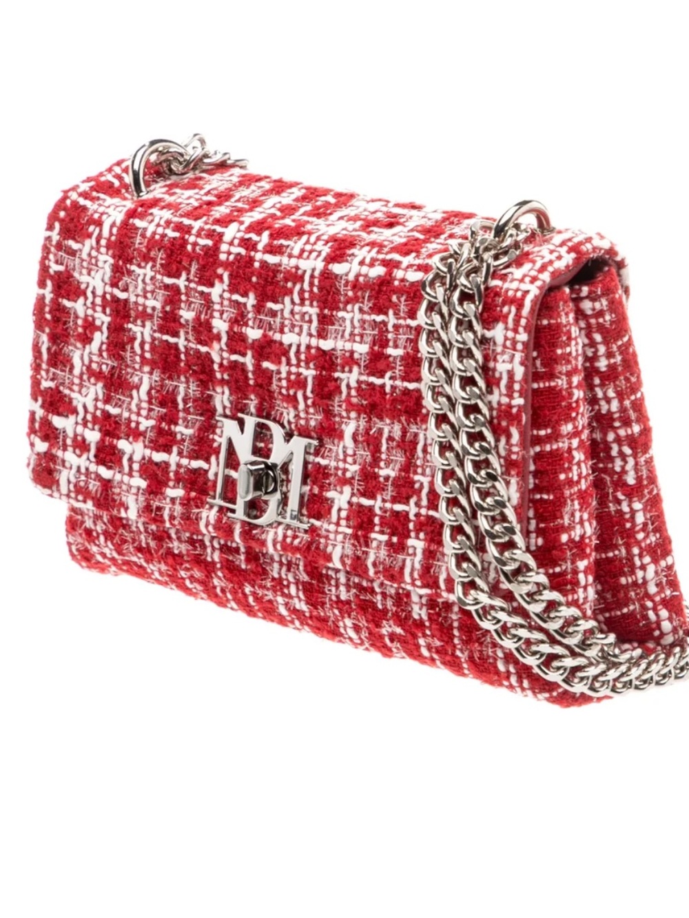 Stunning Badgley Mischka Cherry Red White Textured Convertible Crossbody NWT
